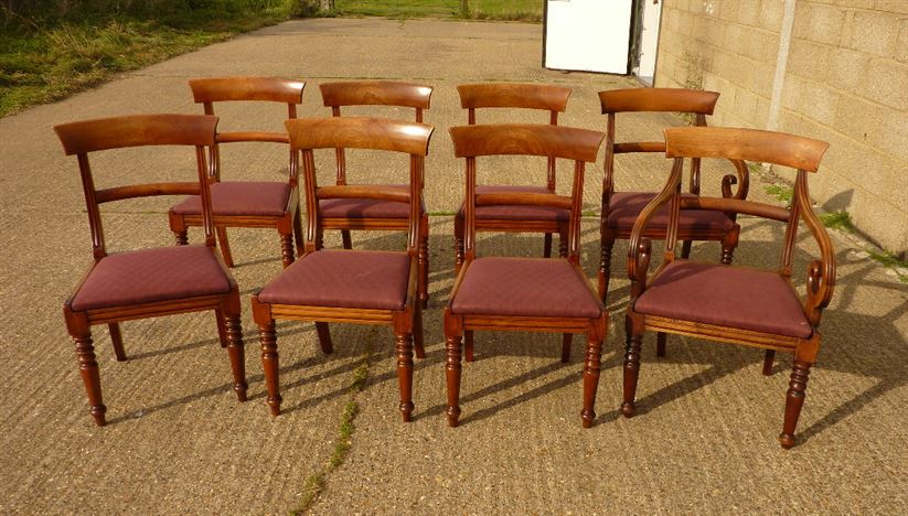 ANTIQUE FURNITURE WAREHOUSE - Set Eight Georgian Chairs - Set Of 8 Set Eight Georgian Chairs - Set Of 8 Eight Georgian Dining Chairs With Bar Backs - ANTIQUE FURNITURE WAREHOUSE - Set Eight Georgian Chairs - Set Of 8