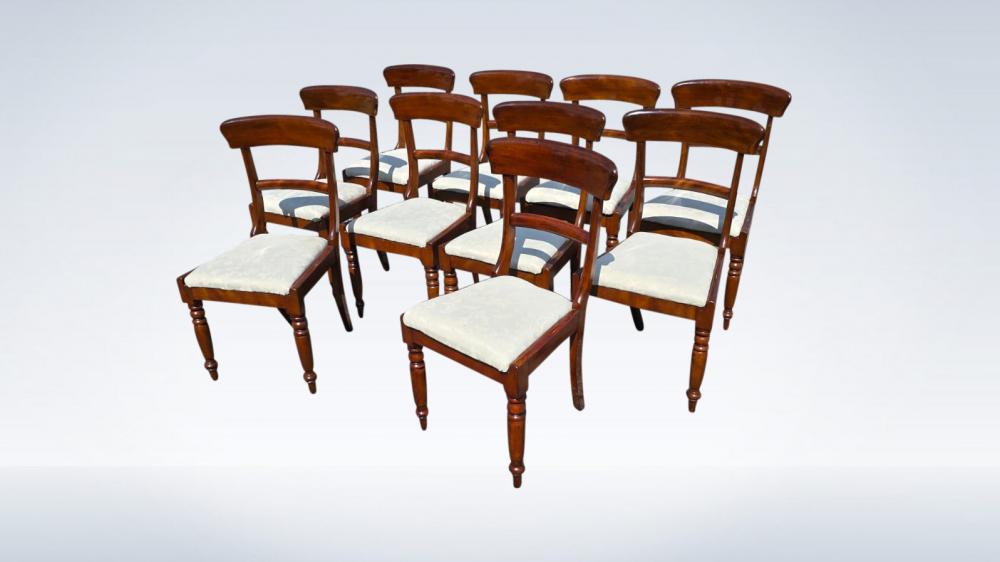 Set Of 10 Late Regency Mahogany Dining Chairs