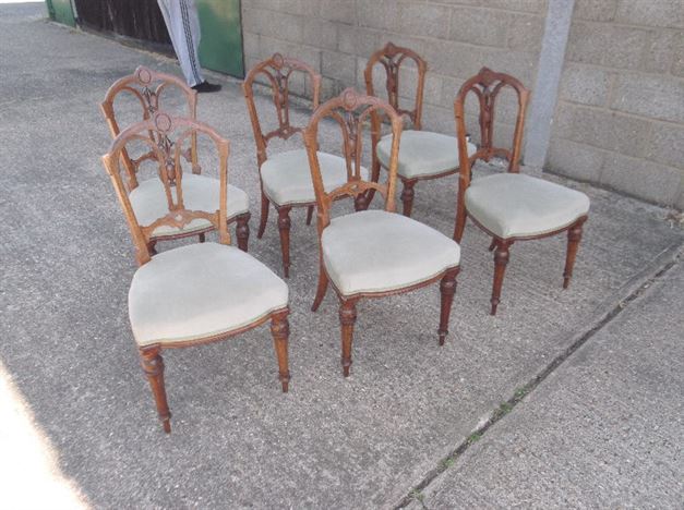 ANTIQUE FURNITURE WAREHOUSE - Set Of 6 Six Antique Victorian Walnut Set of 6 Six Antique Victorian Walnut Dining Chairs - ANTIQUE FURNITURE WAREHOUSE - Set Of 6 Six Antique Victorian Walnut