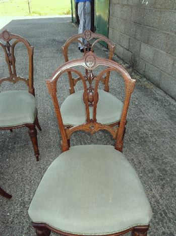 ANTIQUE FURNITURE WAREHOUSE - Set Of 6 Six Antique Victorian Set Of 6 Six Antique Victorian Walnut Dining Chairs - ANTIQUE FURNITURE WAREHOUSE - Set Of 6 Six Antique Victorian