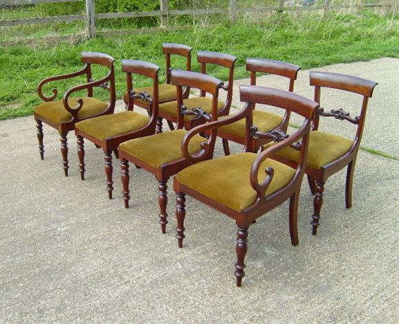 ANTIQUE FURNITURE WAREHOUSE - Set Regency Dining Chairs - Set Of 8 Set Regency Dining Chairs - Set of 8 Eight Early 19th Century Late Regency Mahogany Bar Back Dining Chairs - ANTIQUE FURNITURE WAREHOUSE - Set Regency Dining Chairs - Set Of 8