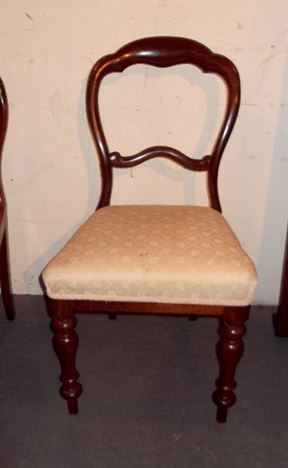 Set Six Victorian Chairs - Set 6 Mid Victorian Mahogany Balloon Back Dining Chairs With Turned Legs