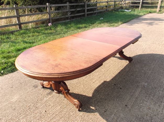 Victorian Mahogany Round End Table - Late 19th Century Mahogany Oval Formed Pedestal Based Extending Table With Leaf Keep